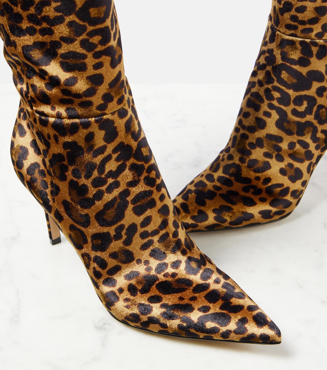 85 leopard-print velvet knee-high boots | Gianvito Rossi