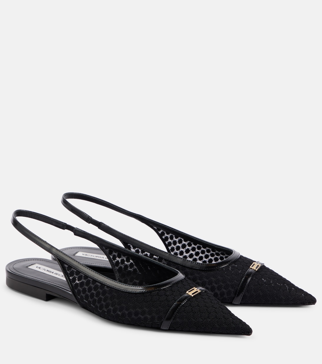 Scarpe con tacco a mezza slingback in mesh con dettagli in pelle firmate Victoria Beckham
