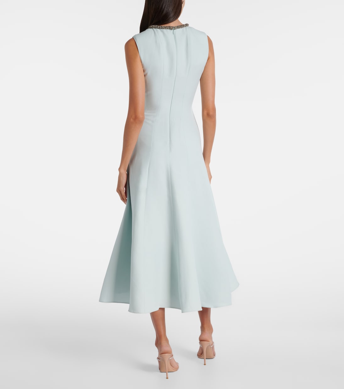 Robe midi en laine et soie à ornements | Roland Mouret