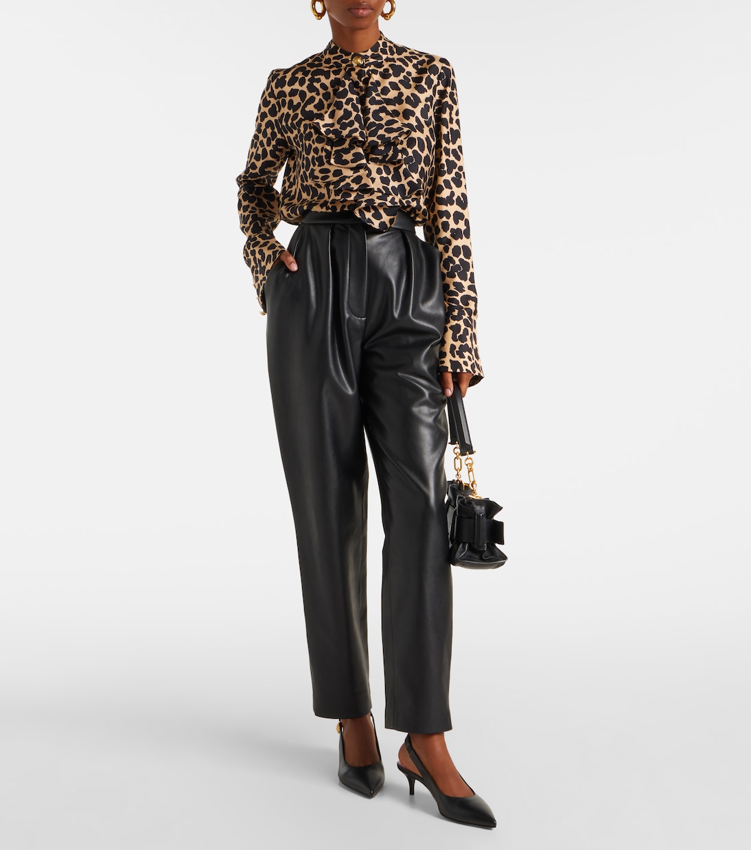 Leopard-print ruffled silk shirt | Balmain