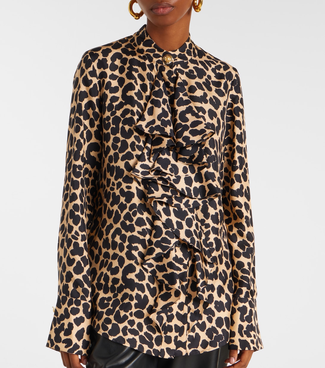 Leopard-print ruffled silk shirt | Balmain