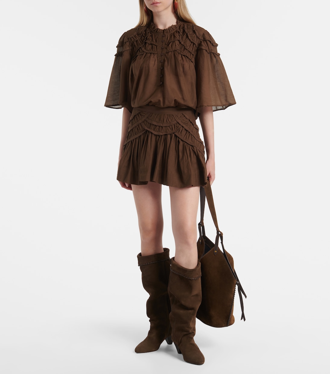 Minifalda Ceola en mezcla de algodón con volantes | Marant Etoile