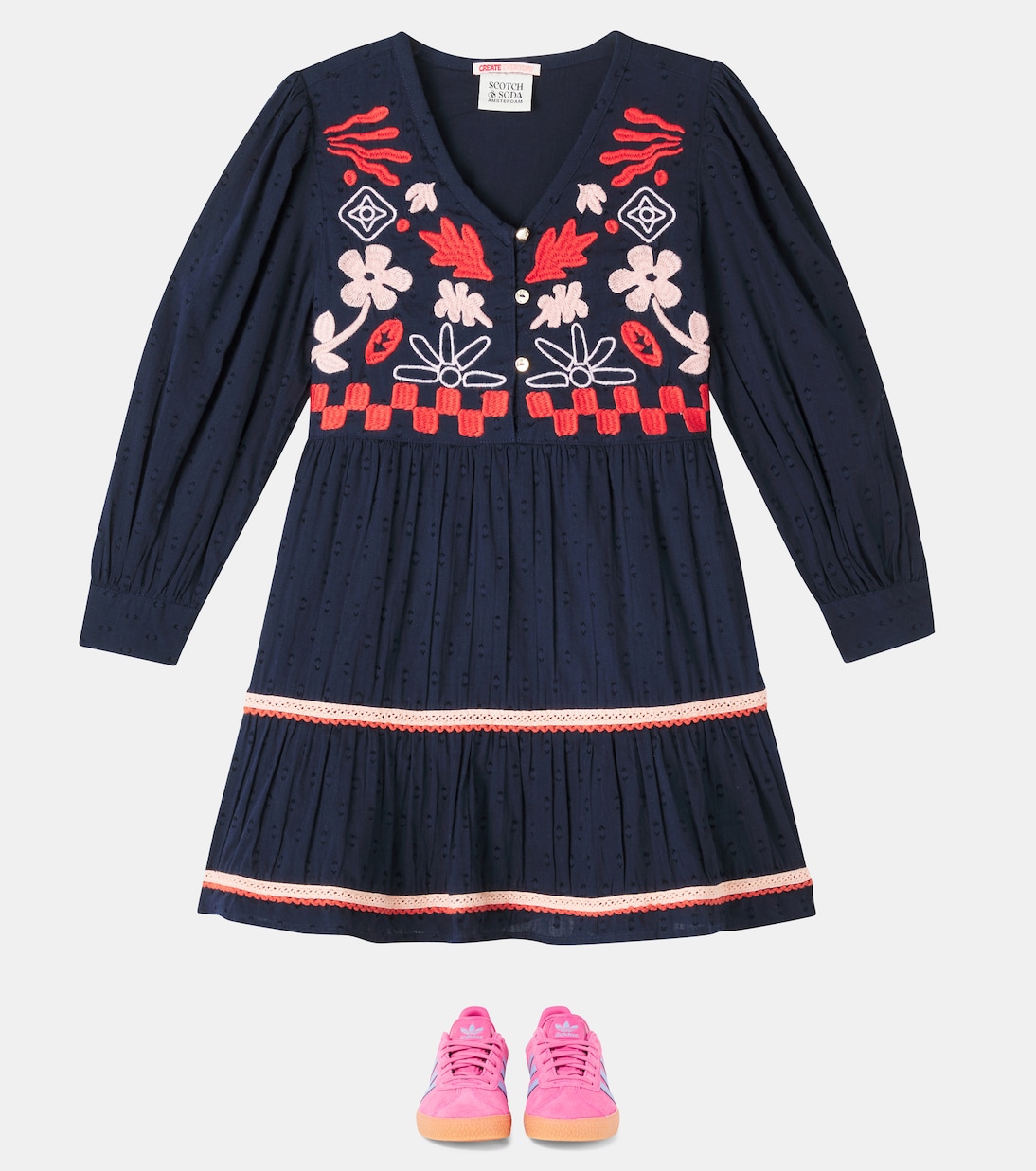 Abito Clip in cotone con ricamo | Scotch & Soda Kids
