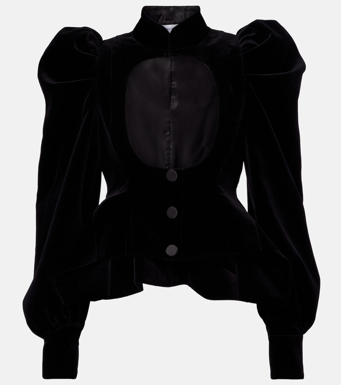 Cutout ruffled cotton velvet jacket | McQueen