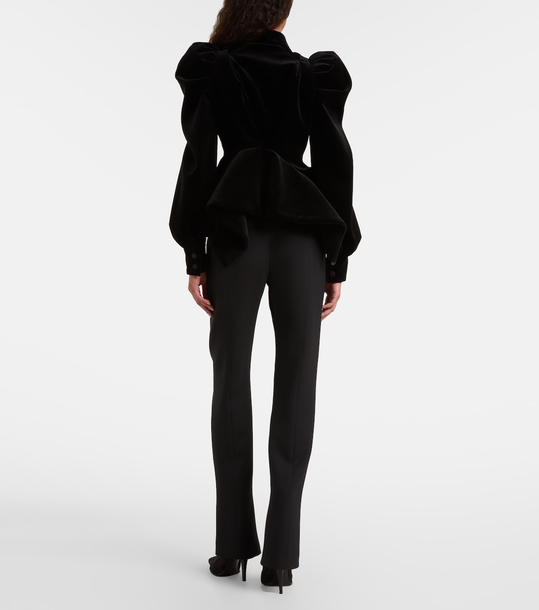 Cutout ruffled cotton velvet jacket | McQueen