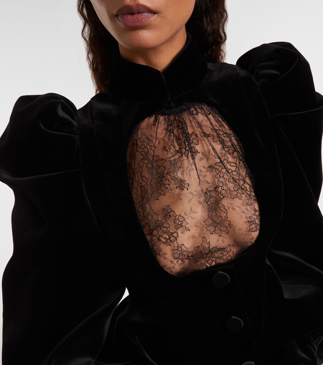 Cutout ruffled cotton velvet jacket | McQueen