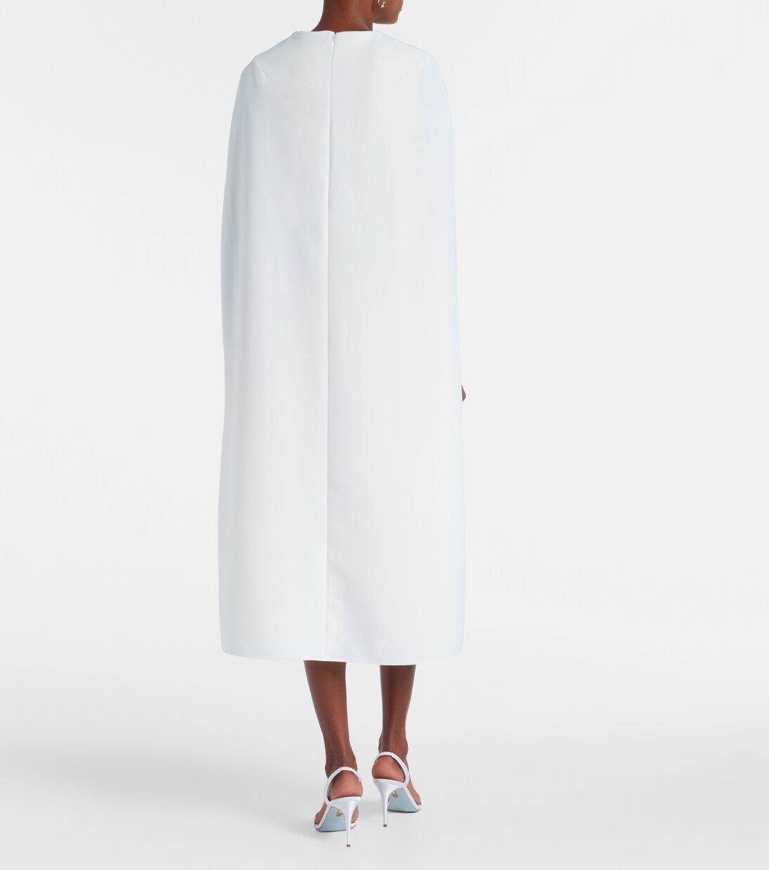 Bridal Oria caped crêpe midi dress | Safiyaa