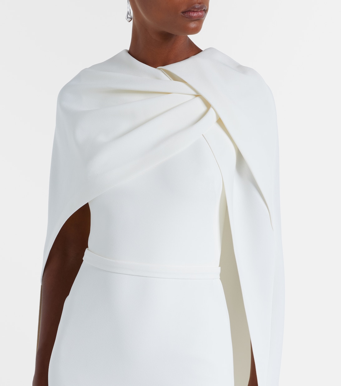 Bridal Oria caped crêpe midi dress | Safiyaa