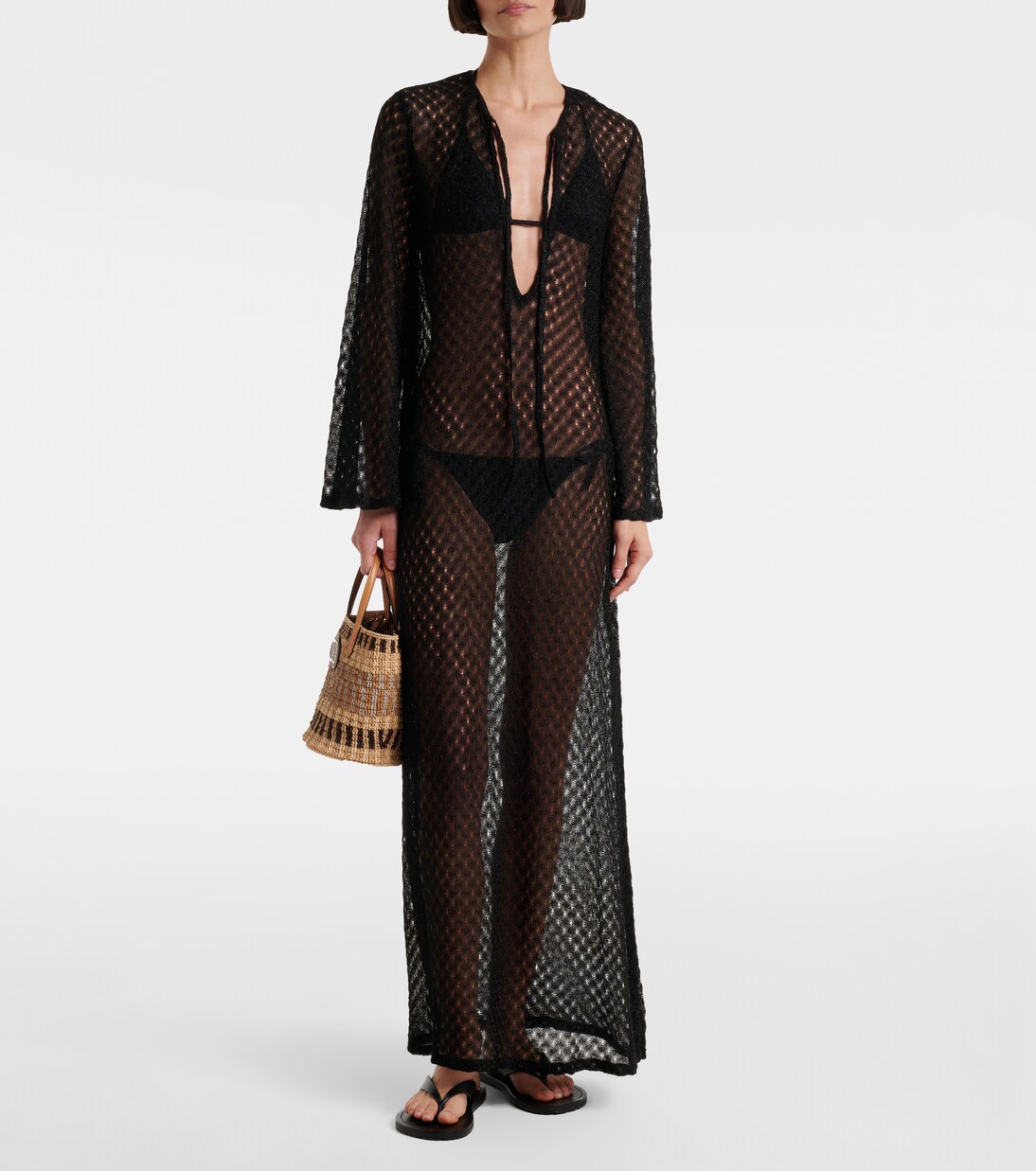 Open-knit tie-neck lamé kaftan | Missoni