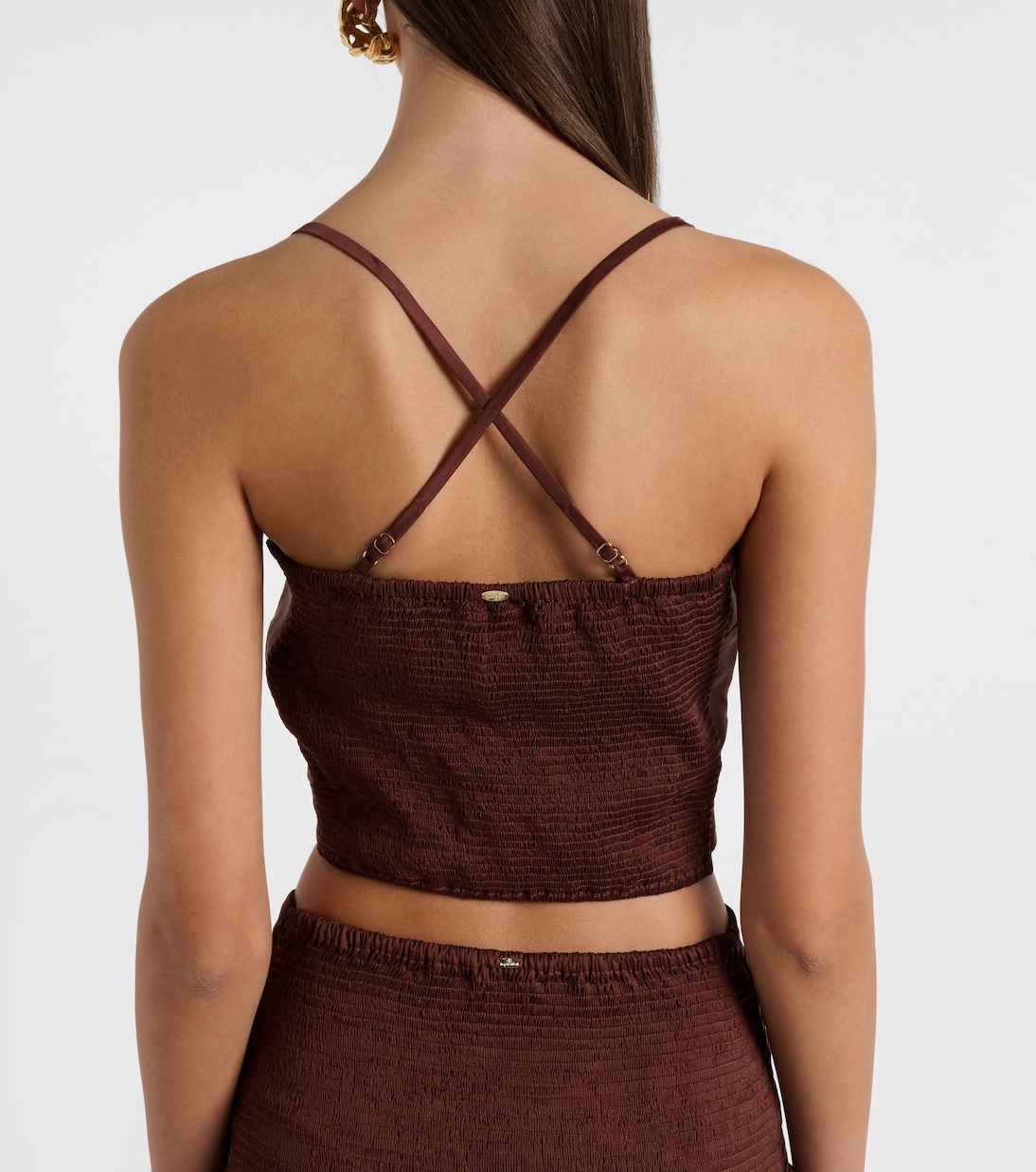 Crop top Palmire de satén | Poupette St Barth