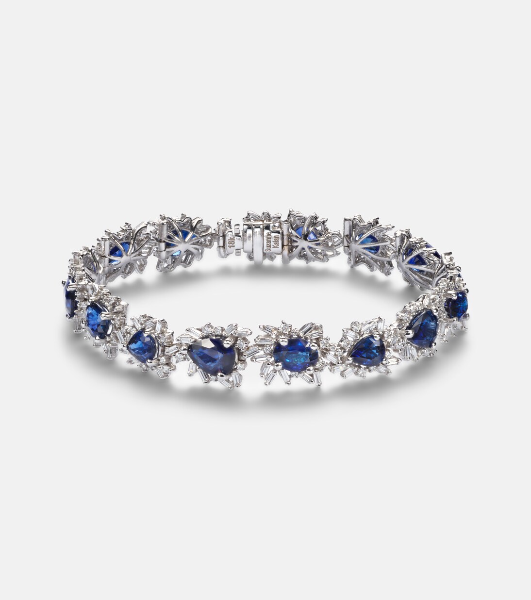 18kt white gold tennis bracelet with sapphires and diamonds | Suzanne Kalan