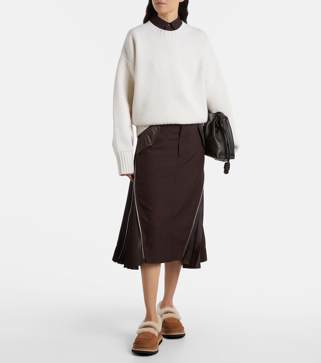 x UGG suede and shearling penny loafers | Sacai