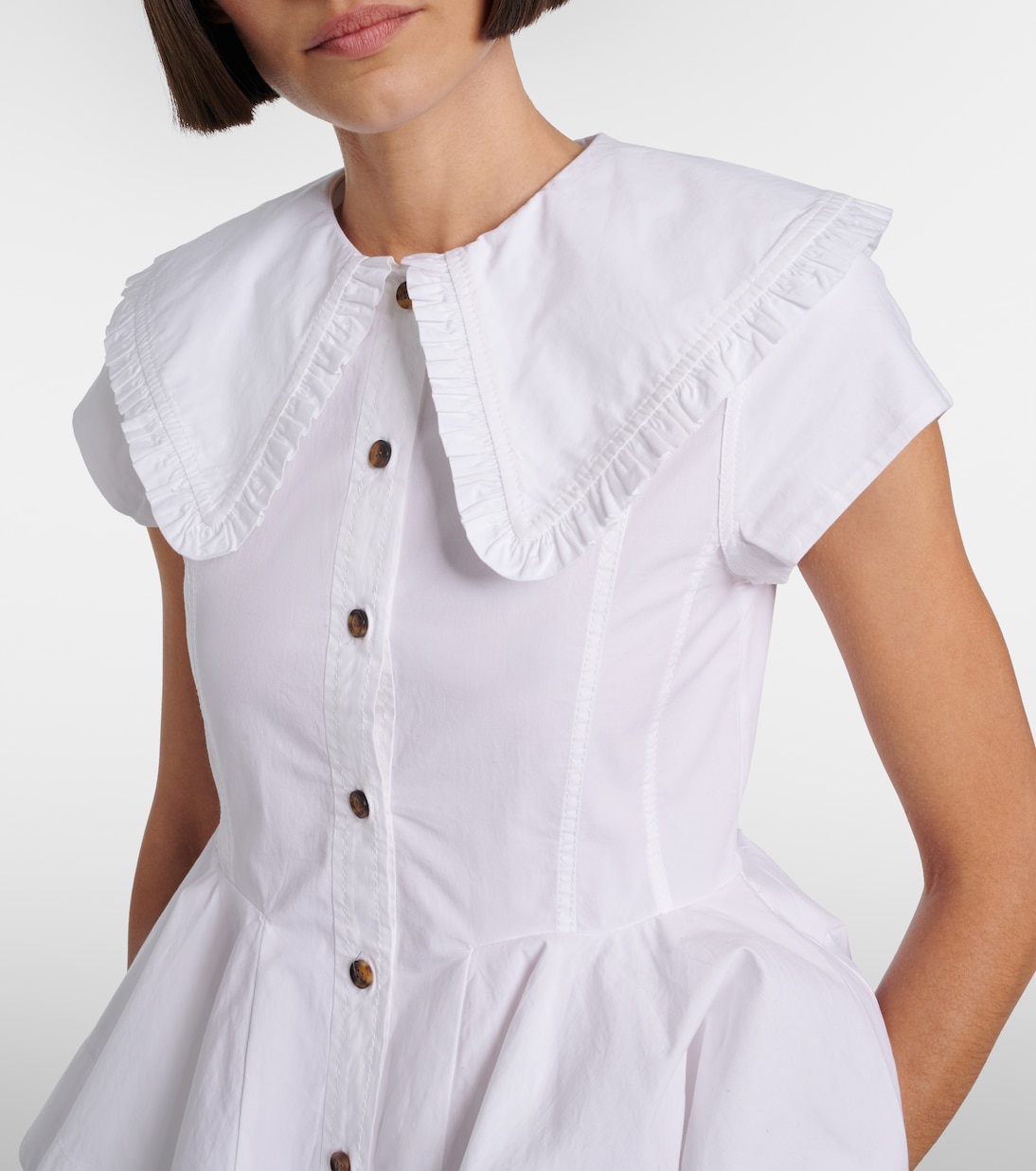 Ruffled cotton-blend shirt | Ganni