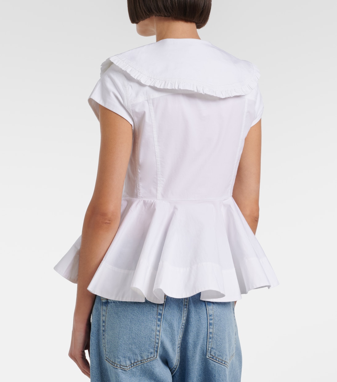 Ruffled cotton-blend shirt | Ganni