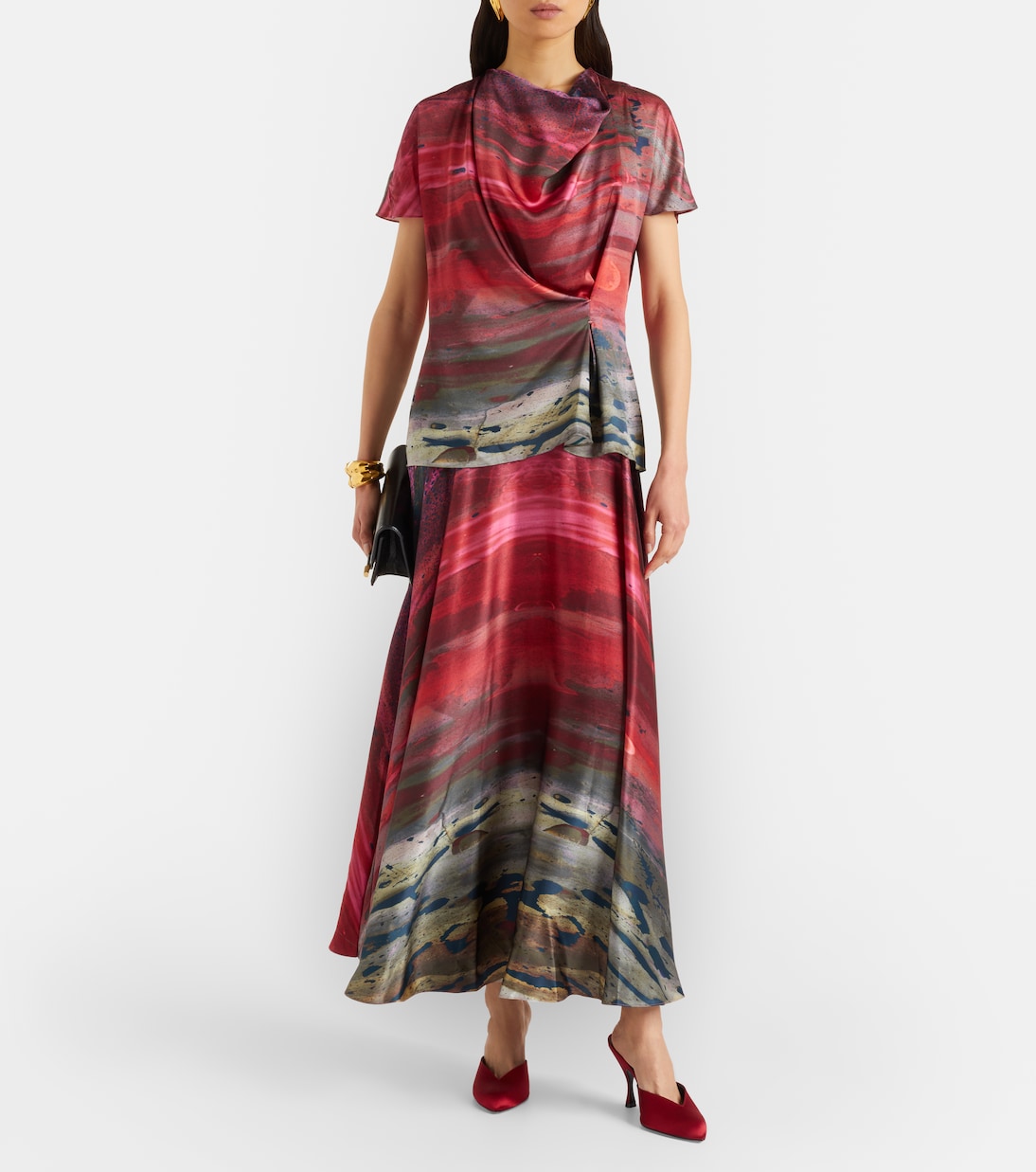Printed silk satin maxi skirt | Roksanda