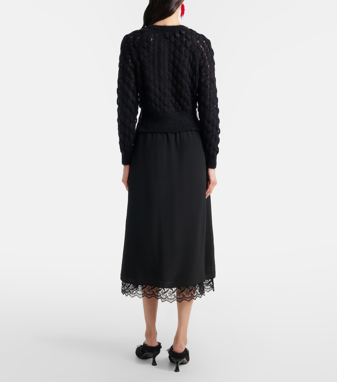 Robe midi en crêpe de Chine à dentelle | Simone Rocha