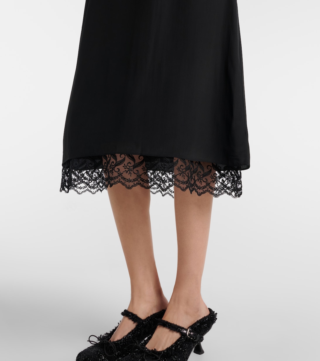 Robe midi en crêpe de Chine à dentelle | Simone Rocha