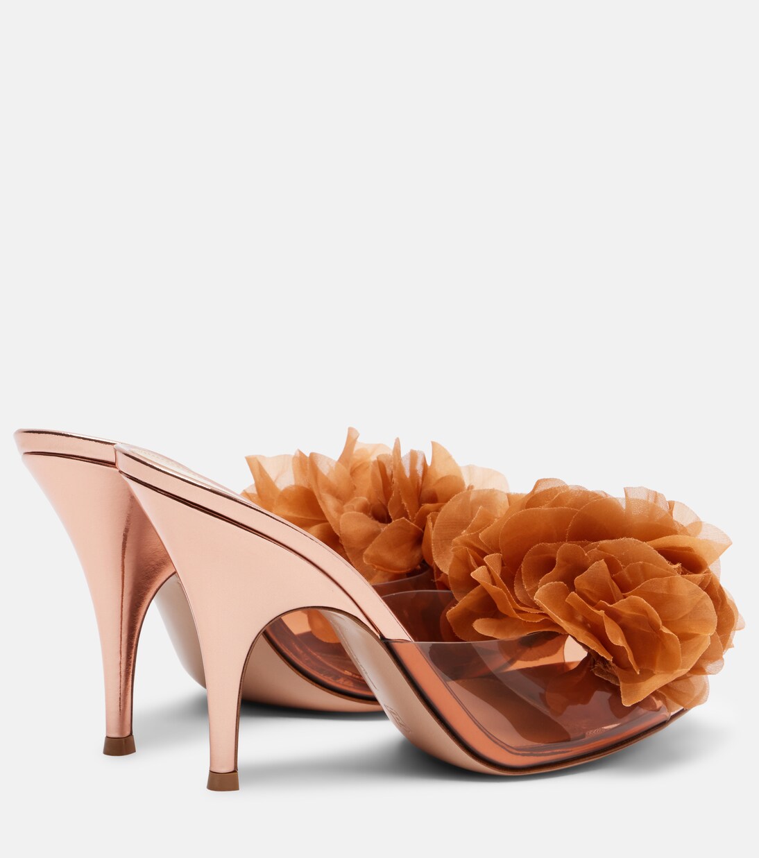 95 floral-appliqué leather-trimmed PVC mules | Gianvito Rossi