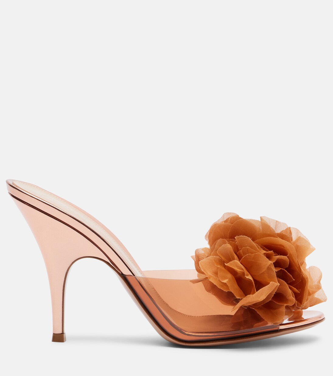 95 floral-appliqué leather-trimmed PVC mules | Gianvito Rossi