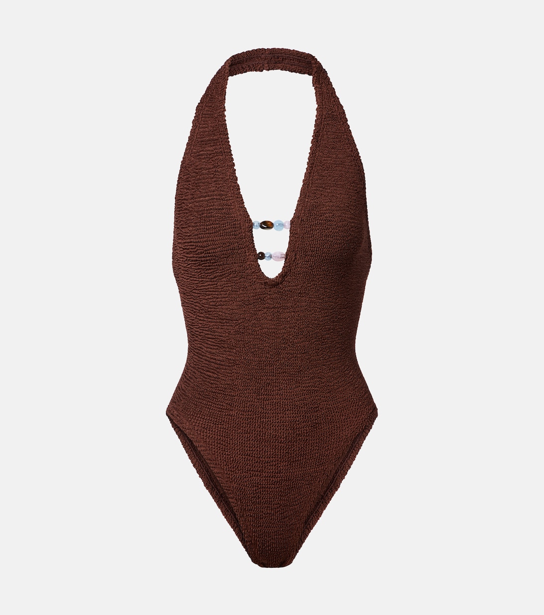 Adriana embellished halterneck swimsuit | Hunza G