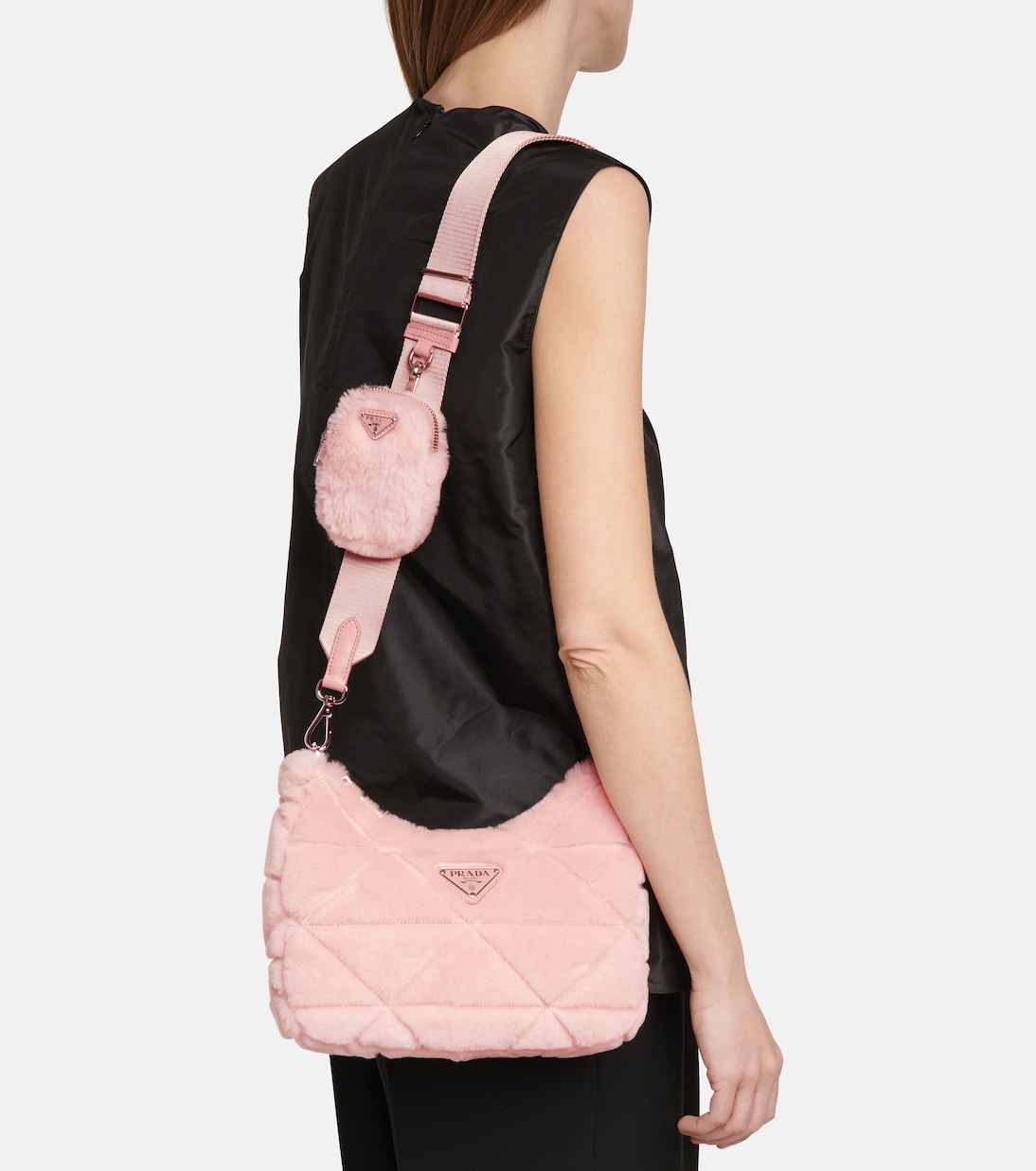 Borsa a spalla in shearling | Prada