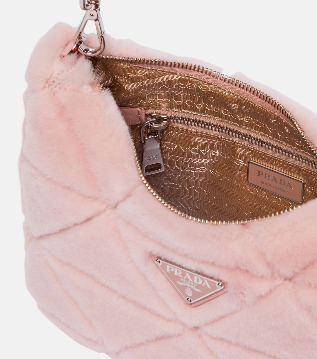 Borsa a spalla in shearling | Prada