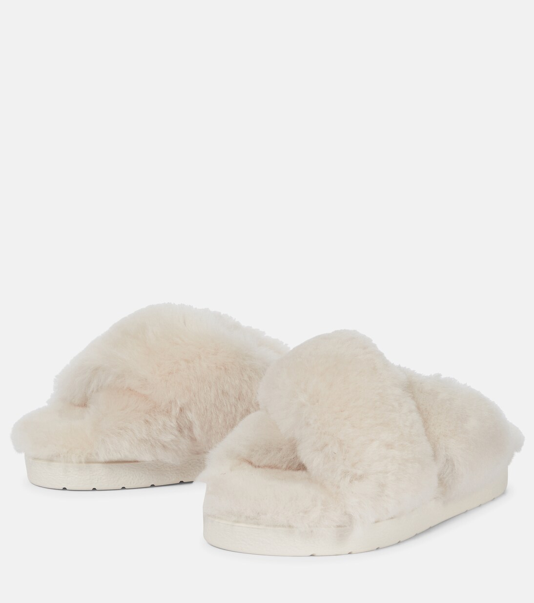 Crossover-strap shearling slides | Inuikii