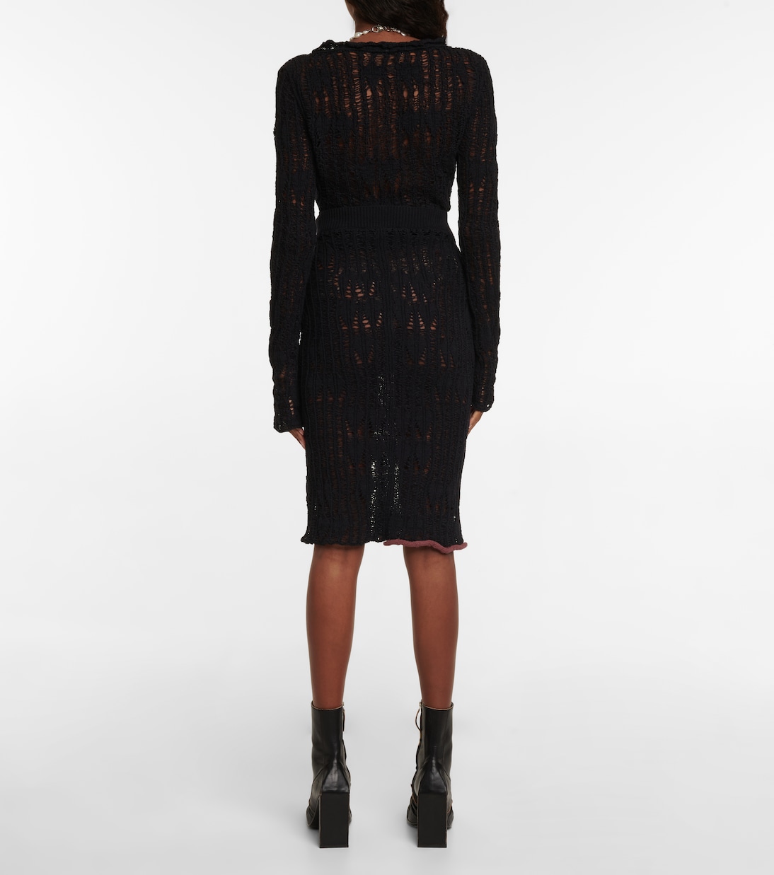 Falda midi en mezcla de algodón calado | Acne Studios
