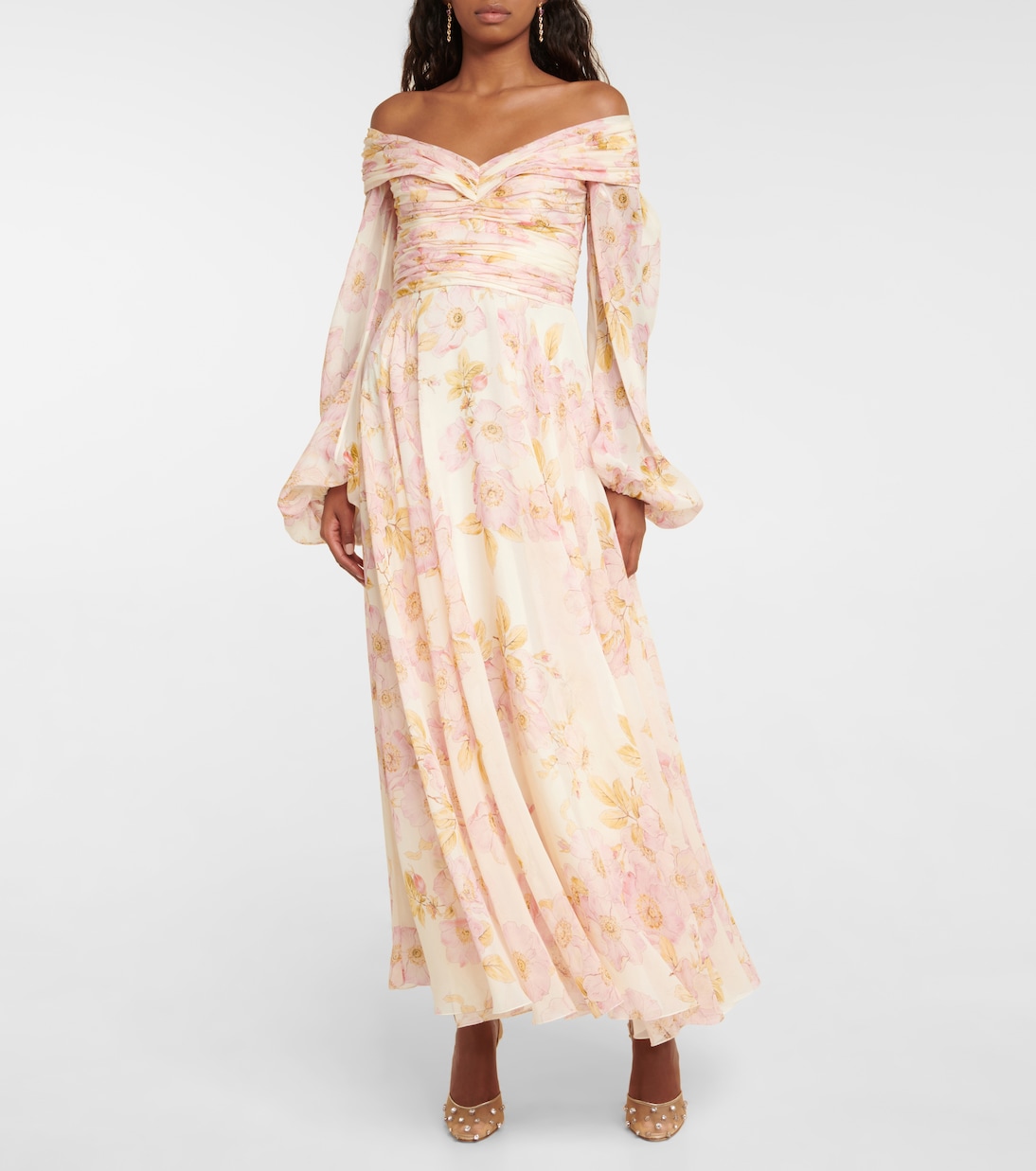 Robe longue en soie à fleurs | Giambattista Valli