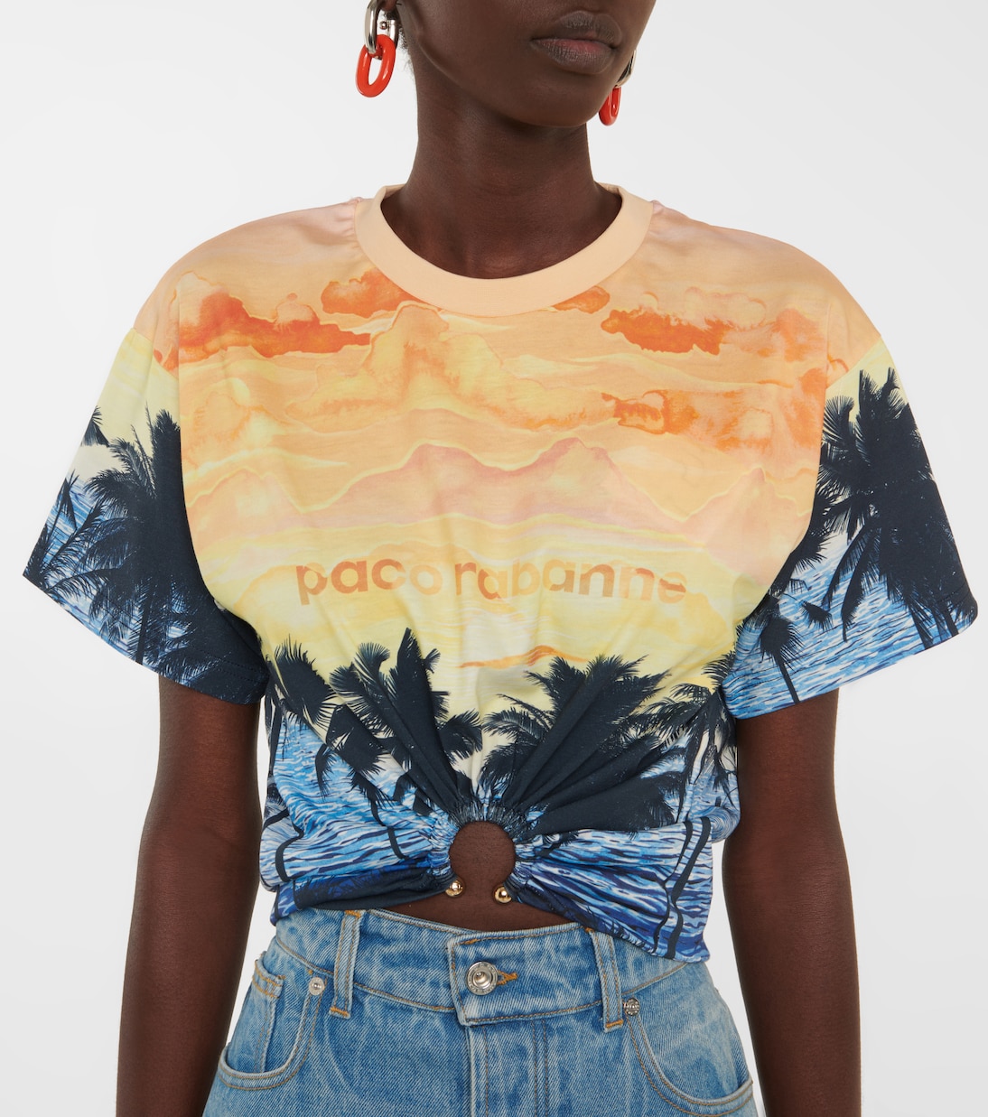 Printed cotton crop top | Rabanne