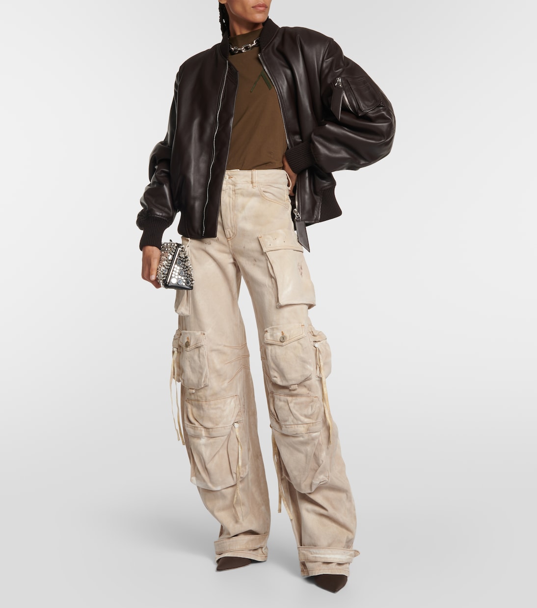 Pantalon cargo Fern à taille basse en jean | The Attico
