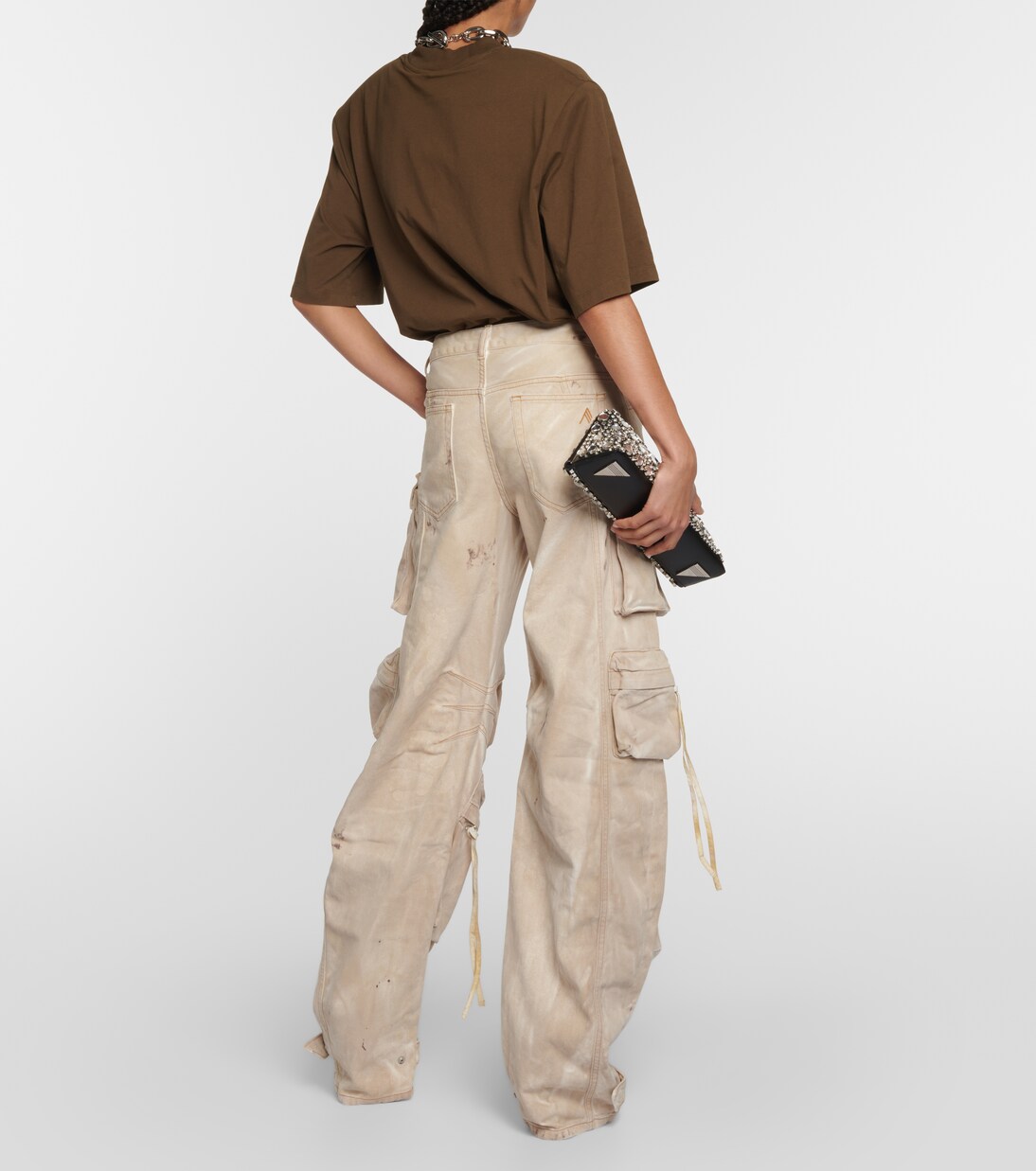 Pantalon cargo Fern à taille basse en jean | The Attico