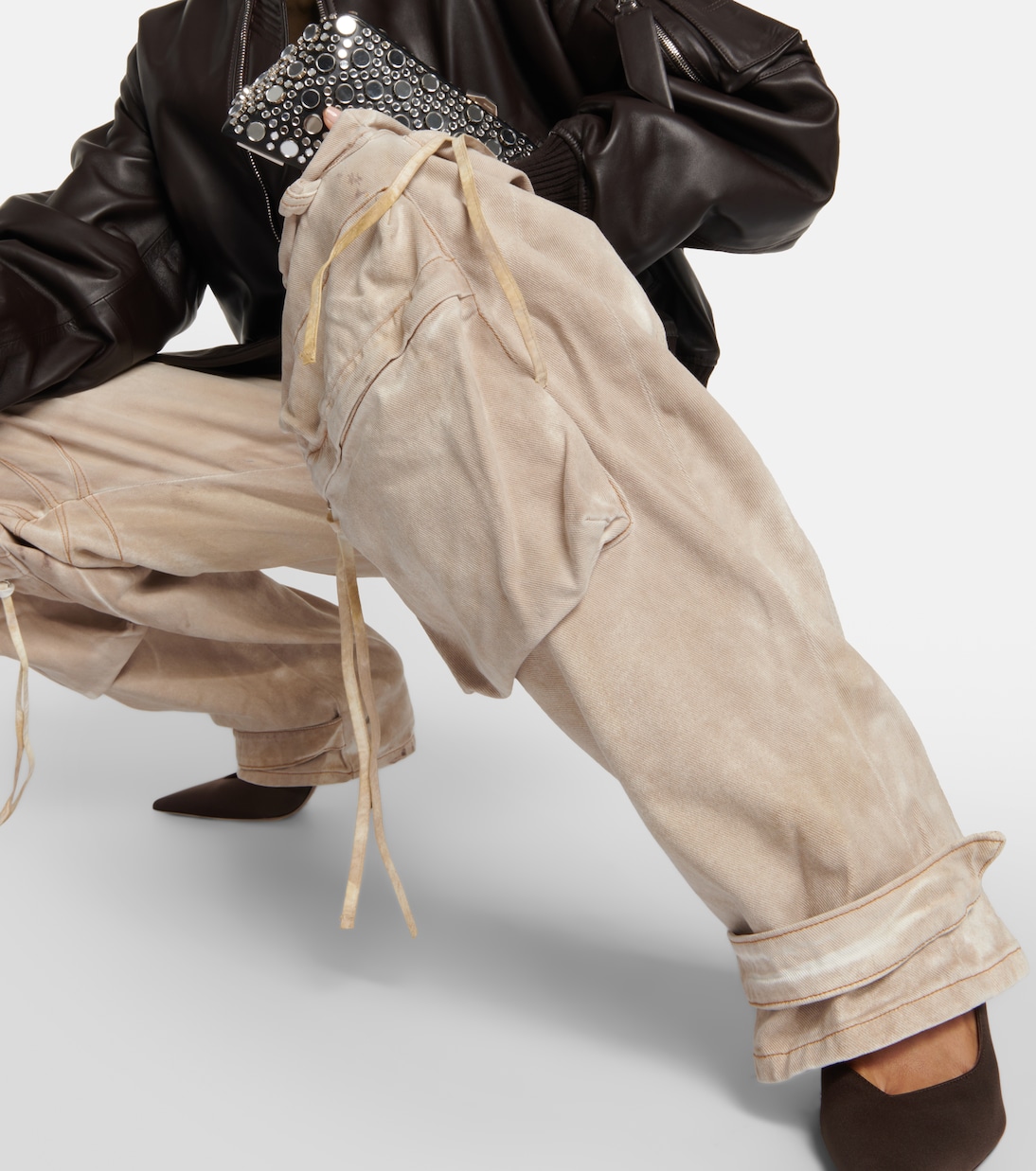 Pantalon cargo Fern à taille basse en jean | The Attico