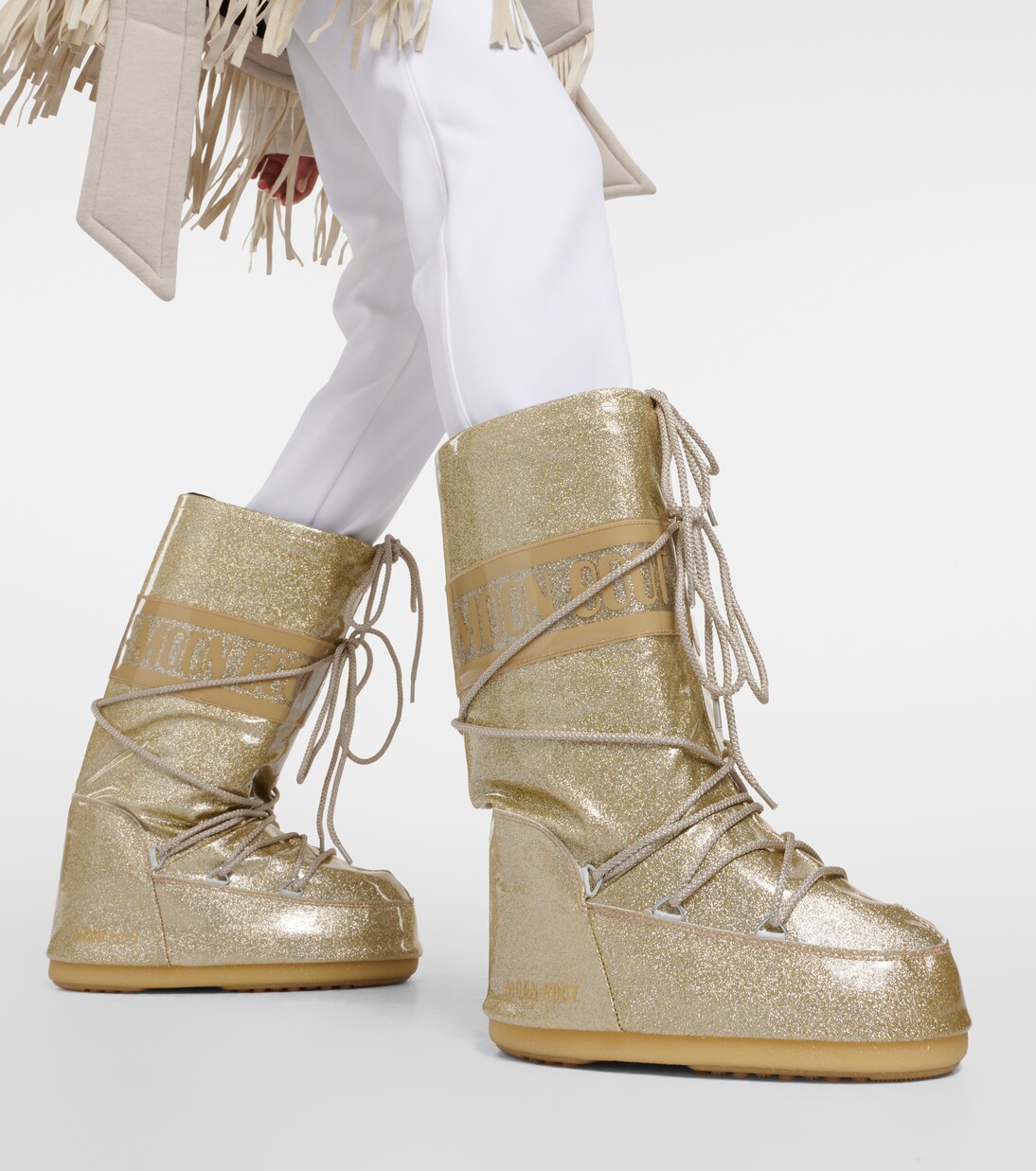 Gold platform boots hotsell