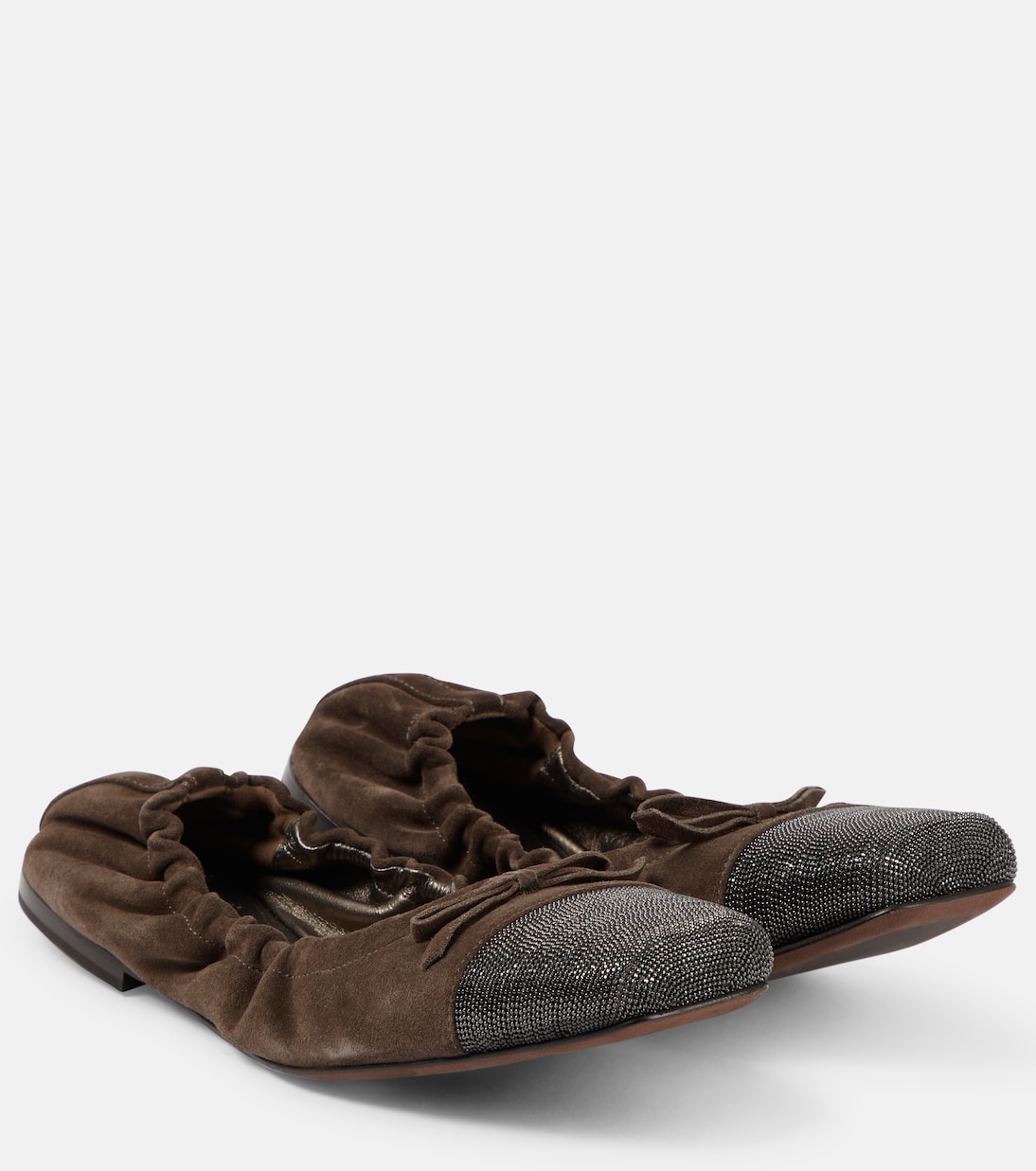 Verzierte Ballerinas aus Veloursleder | Brunello Cucinelli