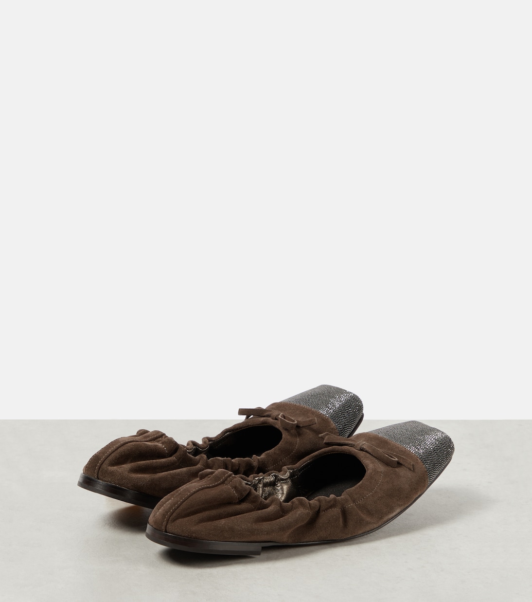 Verzierte Ballerinas aus Veloursleder | Brunello Cucinelli
