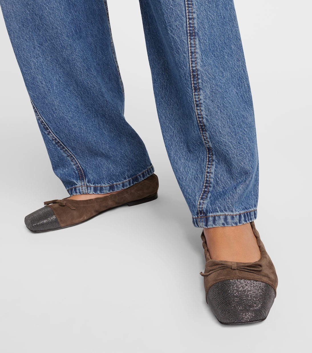Verzierte Ballerinas aus Veloursleder | Brunello Cucinelli
