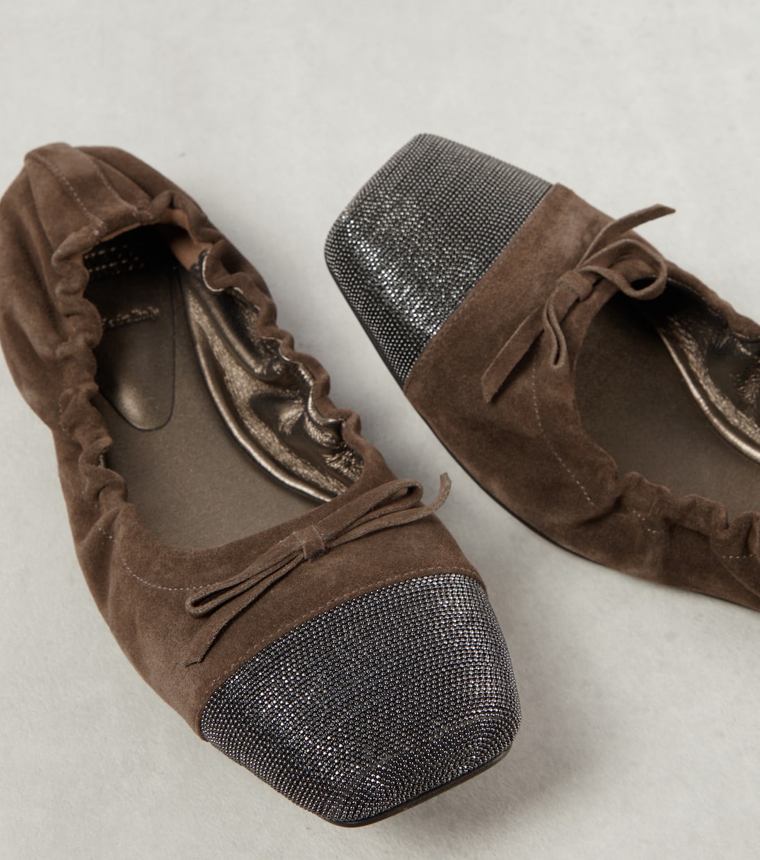 Verzierte Ballerinas aus Veloursleder | Brunello Cucinelli