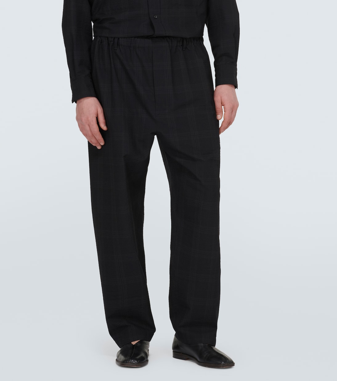 Pantalones de sirsaca de algodón a cuadros | Lemaire
