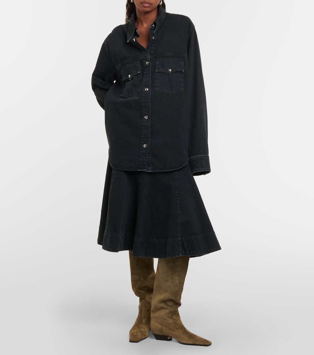 Jupe midi Lennox en jean | Khaite