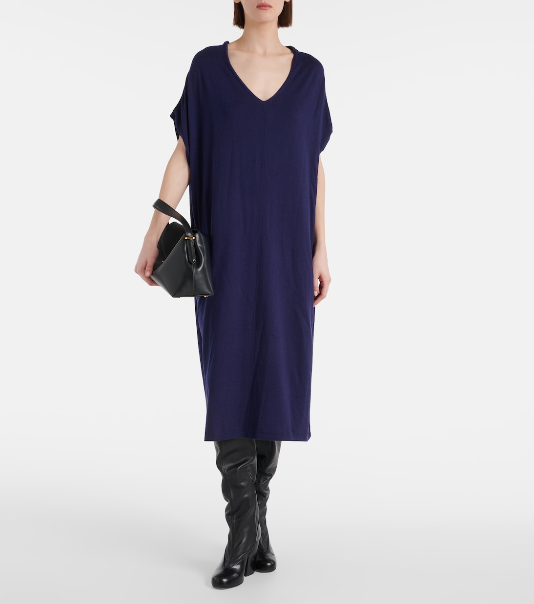 Vestido midi de algodón, seda y cachemir | Jardin des Orangers