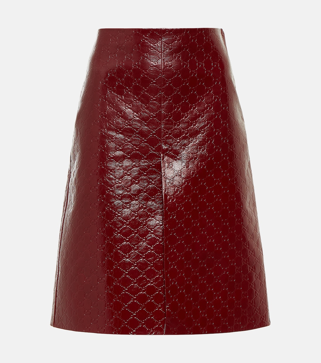 Jupe midi GG en cuir embossé | Gucci