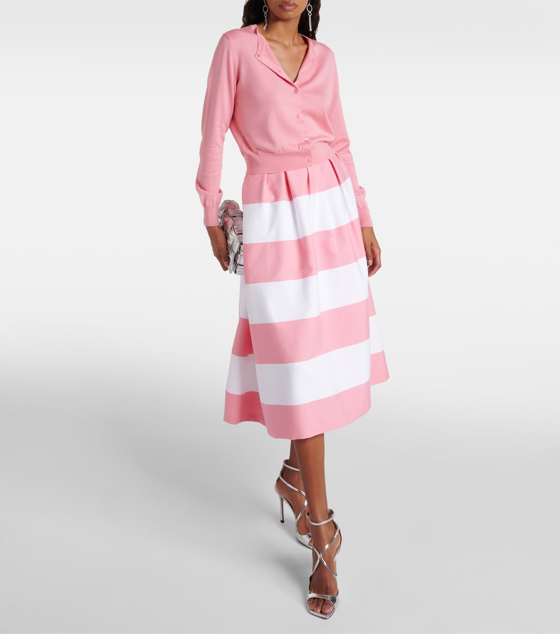 Cardigan cropped in seta e cotone | Carolina Herrera