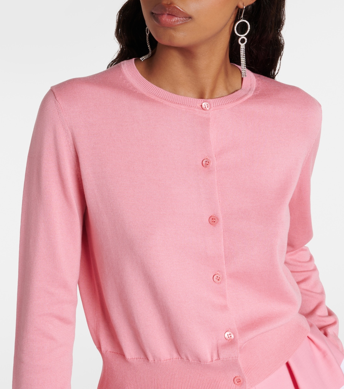 Cardigan cropped in seta e cotone | Carolina Herrera