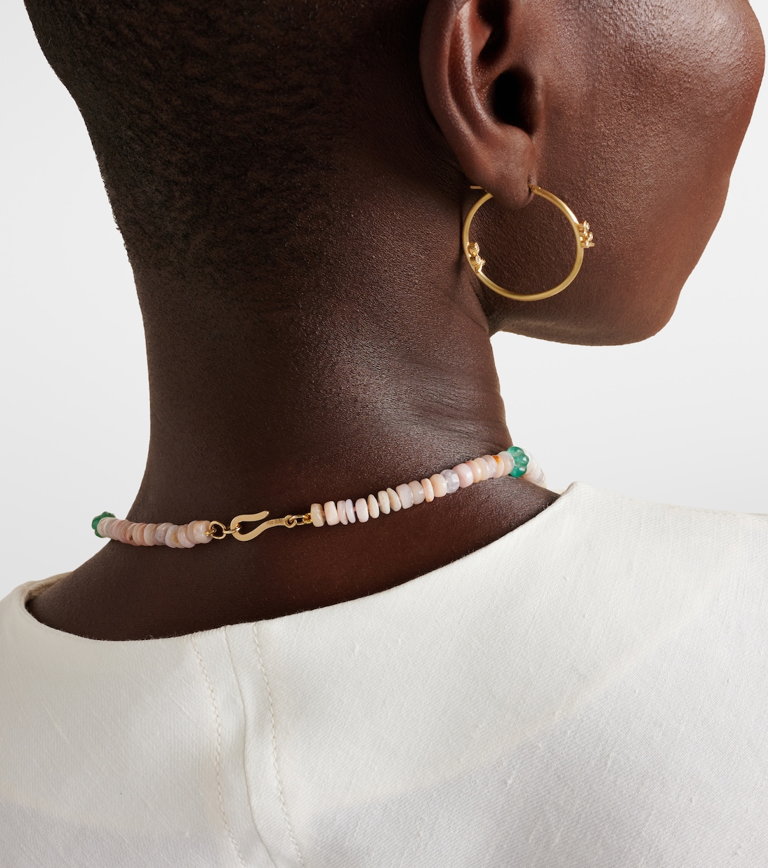 Collana giovanile in oro 9kt con perline, opali e giada di Ileana Makri