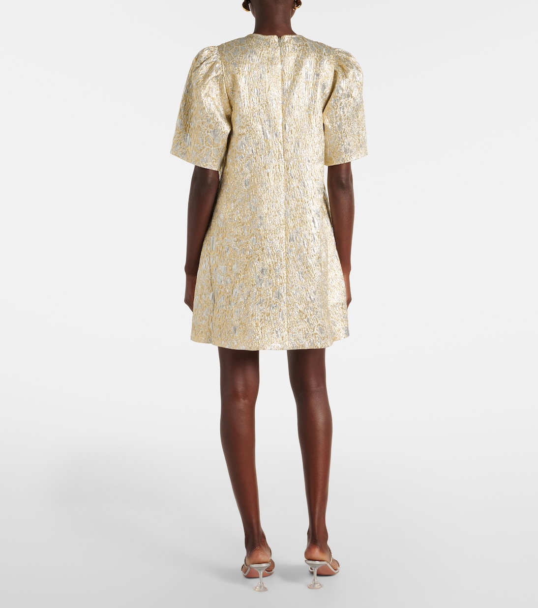 Bow-detail brocade minidress | Ganni