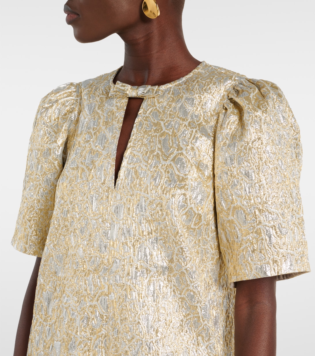 Bow-detail brocade minidress | Ganni