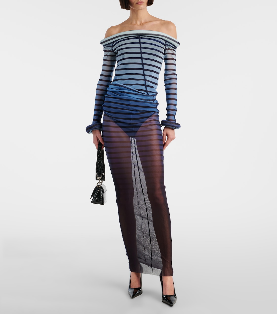 Abito lungo in tulle a righe | Jean Paul Gaultier