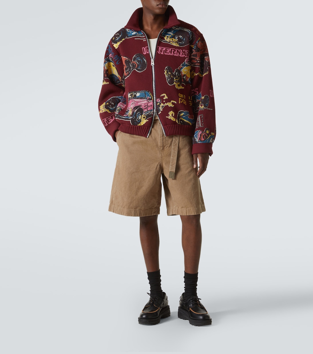 Cardigan Car Race in maglia a coste | Sacai