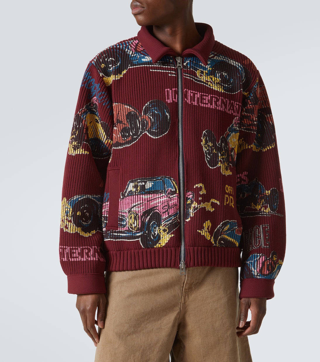 Cardigan Car Race in maglia a coste | Sacai